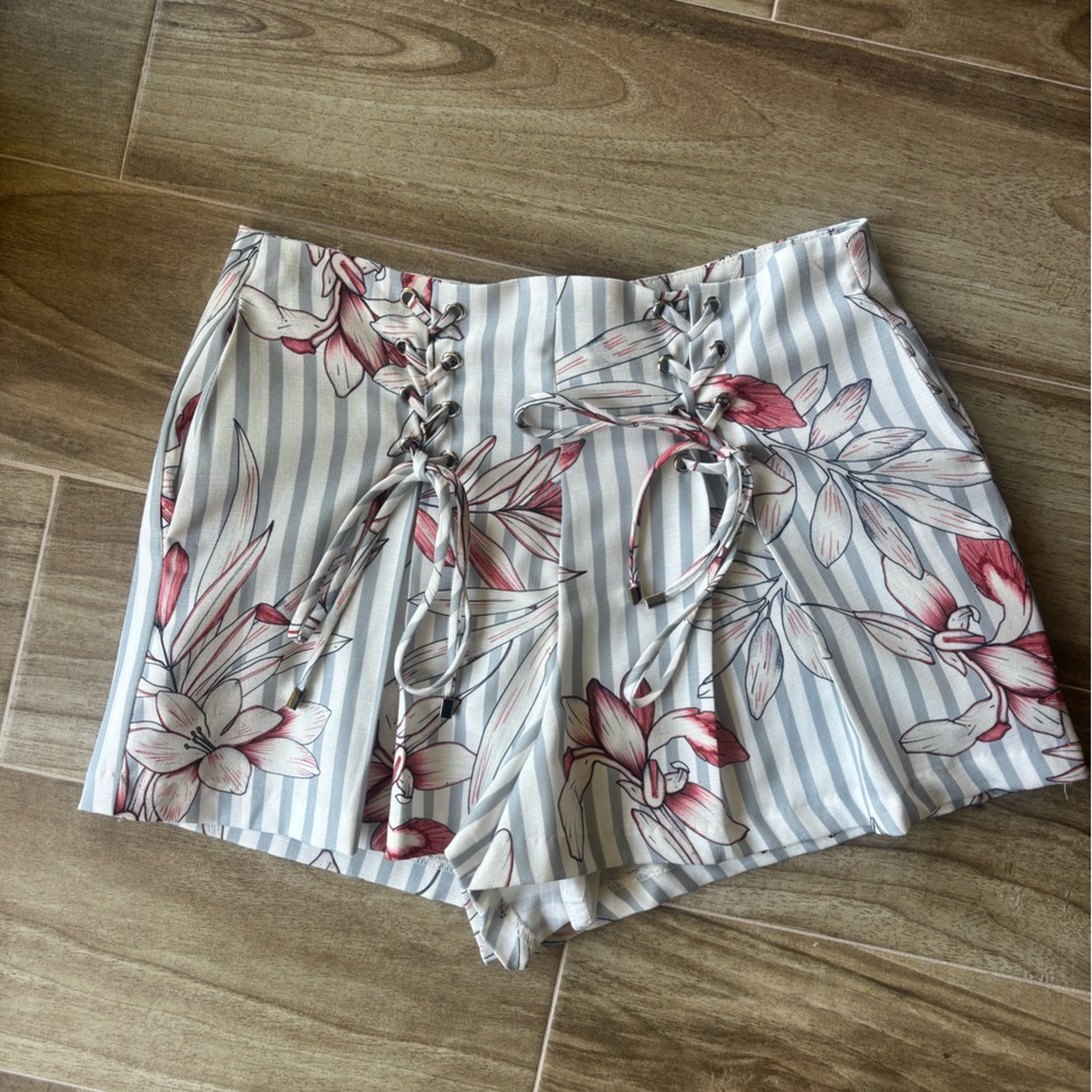 Endless Rose Pink and Gray Lace-Up Top